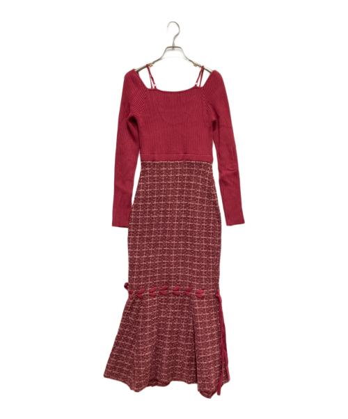 Resexxy（リゼクシー）Resexxy (リゼクシー) シアードッキングツイードニットワンピース レッド サイズ:FREEの古着・服飾アイテム