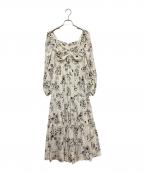 COCODEALココディール）の古着「シャーリングティアードフラワーワンピース」｜ベージュ