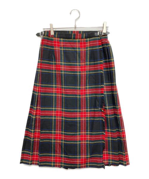 O'NEIL OF DUBLIN（オニールオブダブリン）O'NEIL OF DUBLIN (オニールオブダブリン) タータンチェックラップスカート レッド×ブラック サイズ:不明の古着・服飾アイテム