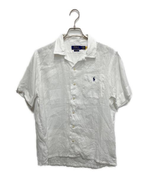 POLO RALPH LAUREN（ポロ・ラルフローレン）POLO RALPH LAUREN (ポロ・ラルフローレン) 半袖リネンオープンカラーシャツ ホワイト サイズ:Mの古着・服飾アイテム