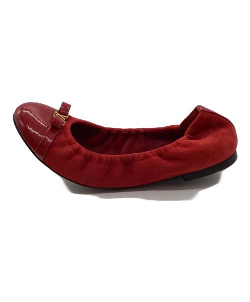 LOUIS VUITTON（ルイ ヴィトン）LOUIS VUITTON (ルイ ヴィトン) スウェードバレエパンプス レッド サイズ:35の古着・服飾アイテム