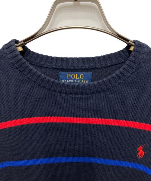 POLO RALPH LAUREN（ポロ・ラルフローレン）POLO RALPH LAUREN (ポロ・ラルフローレン) ボーダーニット ネイビー サイズ:Lの古着・服飾アイテム