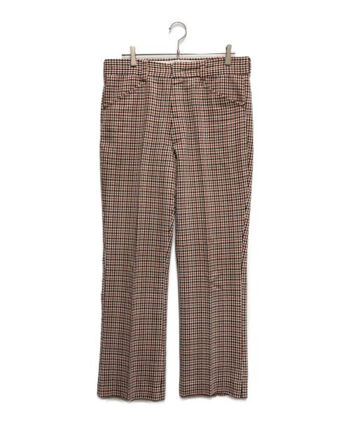 FARAH（ファーラー）FARAH (ファーラー) ヴィンテージチェックフレアパンツ オレンジ×ブラウン サイズ:不明の古着・服飾アイテム
