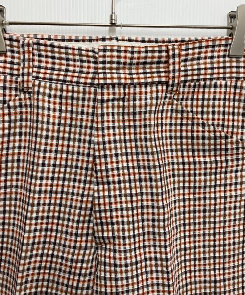 FARAH（ファーラー）FARAH (ファーラー) ヴィンテージチェックフレアパンツ オレンジ×ブラウン サイズ:不明の古着・服飾アイテム