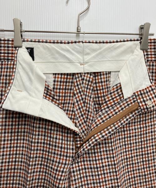 FARAH（ファーラー）FARAH (ファーラー) ヴィンテージチェックフレアパンツ オレンジ×ブラウン サイズ:不明の古着・服飾アイテム