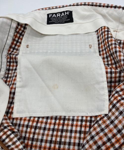 FARAH（ファーラー）FARAH (ファーラー) ヴィンテージチェックフレアパンツ オレンジ×ブラウン サイズ:不明の古着・服飾アイテム