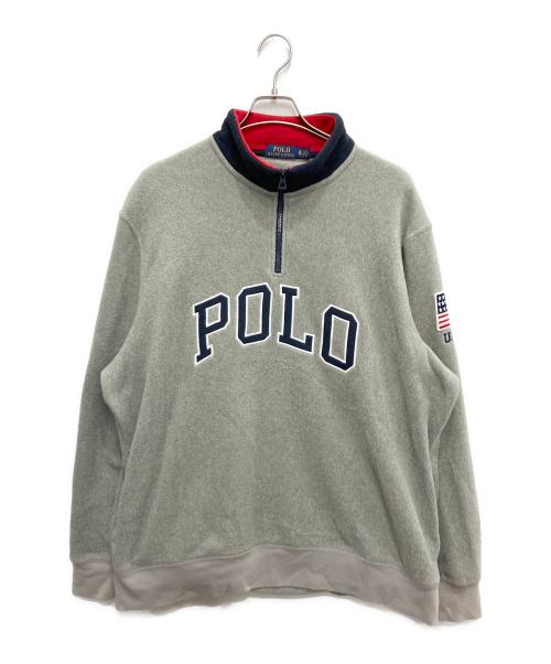 POLO RALPH LAUREN（ポロ・ラルフローレン）POLO RALPH LAUREN (ポロ・ラルフローレン) フリースハーフジップスウェット グレー サイズ:XLの古着・服飾アイテム