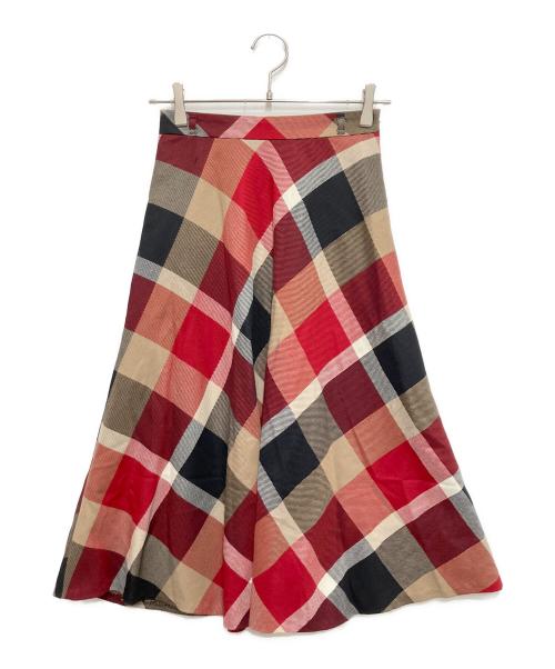 BLUE LABEL CRESTBRIDGE（ブルーレーベルクレストブリッジ）BLUE LABEL CRESTBRIDGE (ブルーレーベルクレストブリッジ) クレストブリッジチェックスカート レッド×ブラック サイズ:36の古着・服飾アイテム