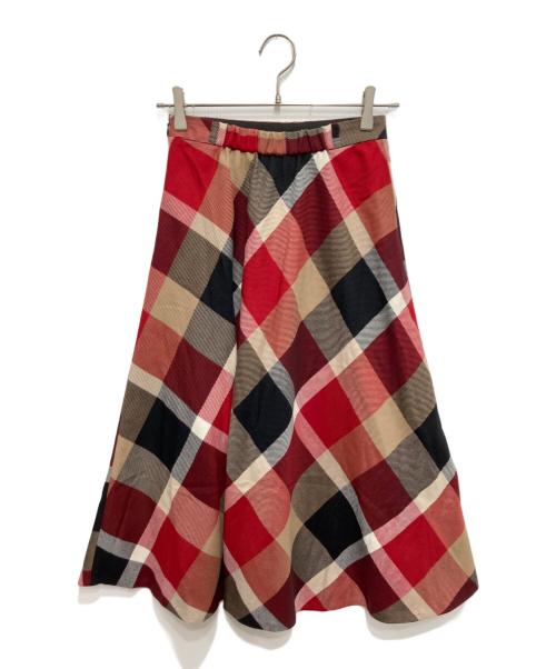 BLUE LABEL CRESTBRIDGE（ブルーレーベルクレストブリッジ）BLUE LABEL CRESTBRIDGE (ブルーレーベルクレストブリッジ) クレストブリッジチェックスカート レッド×ブラック サイズ:36の古着・服飾アイテム