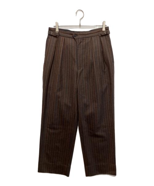 ULTERIOR（アルテリア）ULTERIOR (アルテリア) STRIPE FLANNEL WIDE TROUSER ブラウン サイズ:4の古着・服飾アイテム