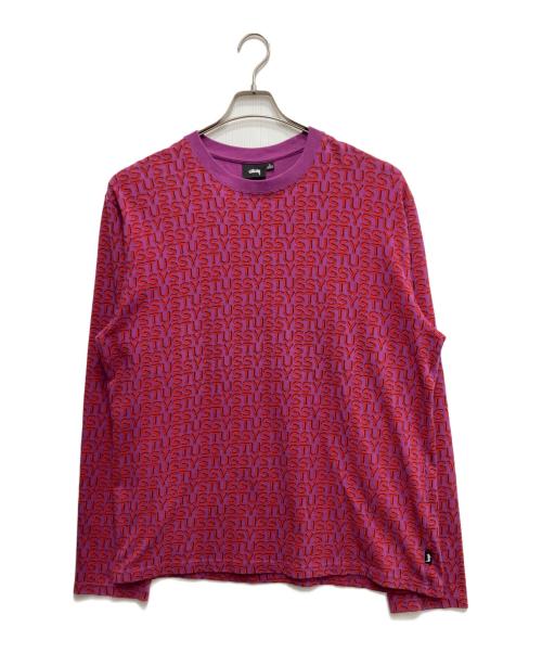stussy（ステューシー）stussy (ステューシー) LETTER STRIPE LS CREW パープル サイズ:Lの古着・服飾アイテム