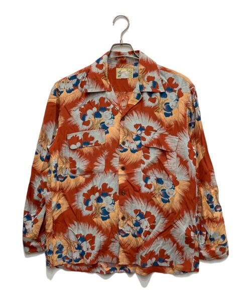 Sun Surf（サンサーフ）Sun Surf (サンサーフ) 長袖アロハシャツ オレンジ サイズ:Mの古着・服飾アイテム