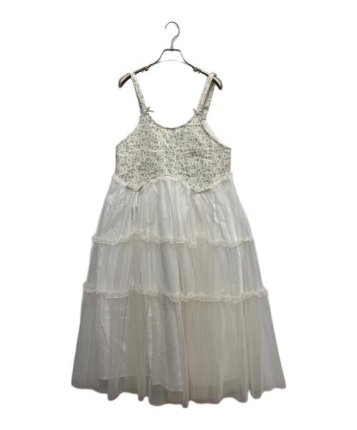 merry jenny（メリージェニー）merry jenny (メリージェニー) petit flowerチュールキャミワンピース ホワイト サイズ:Free　　　　の古着・服飾アイテム