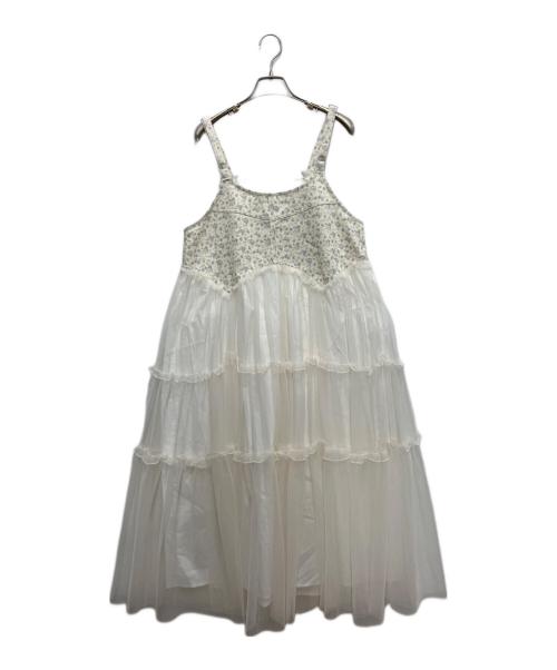 merry jenny（メリージェニー）merry jenny (メリージェニー) petit flowerチュールキャミワンピース ホワイト サイズ:Free　　　　の古着・服飾アイテム
