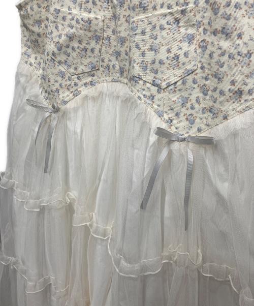 merry jenny（メリージェニー）merry jenny (メリージェニー) petit flowerチュールキャミワンピース ホワイト サイズ:Free　　　　の古着・服飾アイテム