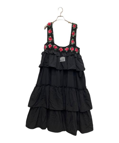 merry jenny（メリージェニー）merry jenny (メリージェニー) クロシェティアードキャミワンピース ブラック サイズ:Free　　　　の古着・服飾アイテム