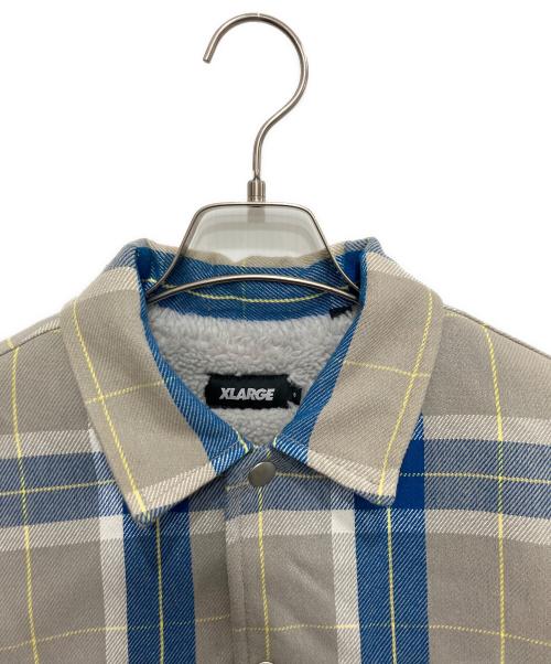 X-LARGE（エクストララージ）X-LARGE (エクストララージ) チェック柄裏ボアジャケット ベージュ×ブルー サイズ:Sの古着・服飾アイテム