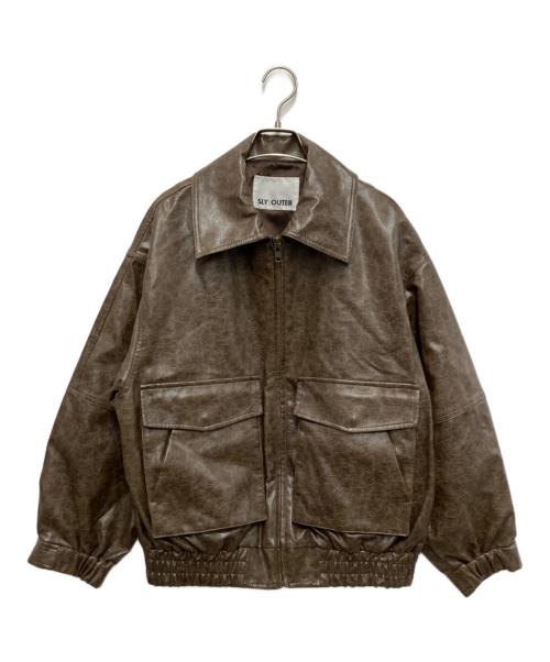 SLY（スライ）SLY (スライ) FAUX LEATHER ZIP UP ブルゾン ブラウン サイズ:freeの古着・服飾アイテム