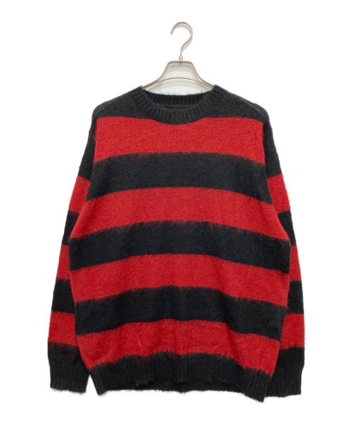 NUMBER (N)INE（ナンバーナイン）NUMBER (N)INE (ナンバーナイン) MOHAIR WIDE STRIPED KNIT SWEATER ブラック×レッド サイズ:4の古着・服飾アイテム