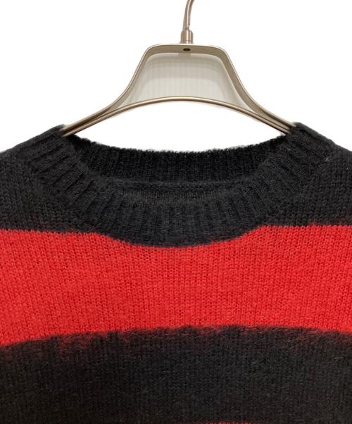 NUMBER (N)INE（ナンバーナイン）NUMBER (N)INE (ナンバーナイン) MOHAIR WIDE STRIPED KNIT SWEATER ブラック×レッド サイズ:4の古着・服飾アイテム