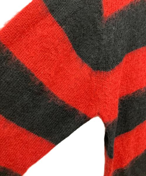 NUMBER (N)INE（ナンバーナイン）NUMBER (N)INE (ナンバーナイン) MOHAIR WIDE STRIPED KNIT SWEATER ブラック×レッド サイズ:4の古着・服飾アイテム