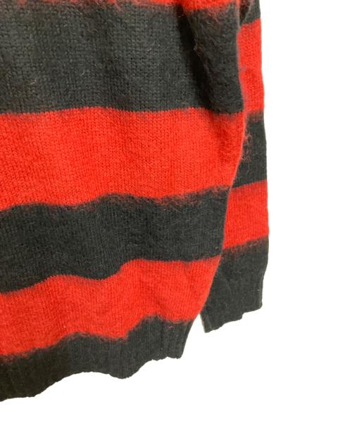 NUMBER (N)INE（ナンバーナイン）NUMBER (N)INE (ナンバーナイン) MOHAIR WIDE STRIPED KNIT SWEATER ブラック×レッド サイズ:4の古着・服飾アイテム