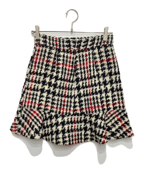 RED VALENTINO（レッドヴァレンティノ）RED VALENTINO (レッドヴァレンティノ) ツイードミニスカート ホワイト×ブラック サイズ:38の古着・服飾アイテム