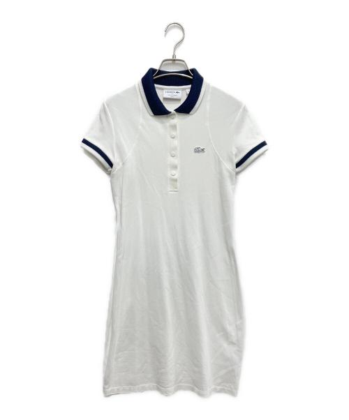 LACOSTE（ラコステ）LACOSTE (ラコステ) ワイドリブニットカラーポロドレス ホワイト サイズ:36の古着・服飾アイテム