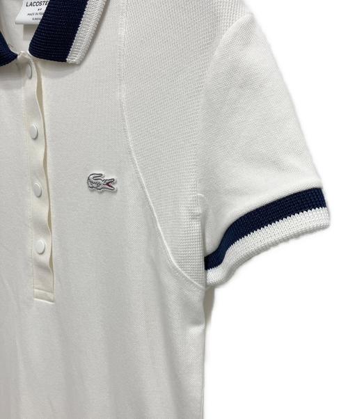 LACOSTE（ラコステ）LACOSTE (ラコステ) ワイドリブニットカラーポロドレス ホワイト サイズ:36の古着・服飾アイテム