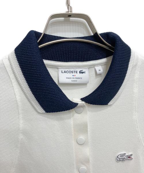 LACOSTE（ラコステ）LACOSTE (ラコステ) ワイドリブニットカラーポロドレス ホワイト サイズ:36の古着・服飾アイテム