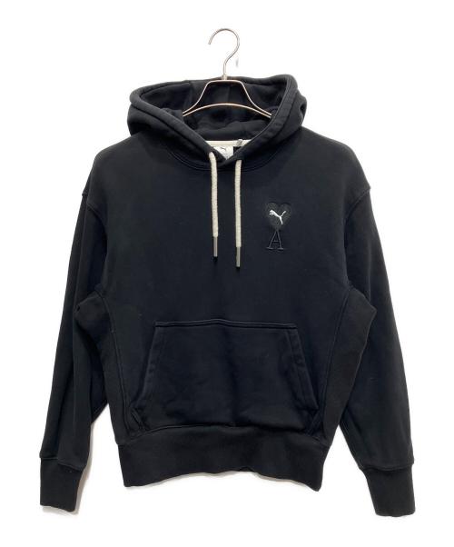 AMI Alexandre Mattiussi（アミアレクサンドルマテュッシ）AMI Alexandre Mattiussi (アミアレクサンドルマテュッシ) PUMA (プーマ) ハートロゴ刺繍プルオーバーパーカー ブラック サイズ:Sの古着・服飾アイテム