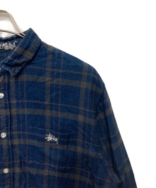 stussy（ステューシー）stussy (ステューシー) チェックネルシャツ ネイビー サイズ:XLの古着・服飾アイテム