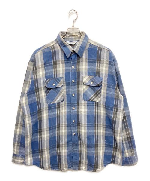 FIVE BROTHER（ファイブブラザー）FIVE BROTHER (ファイブブラザー) ヘビーネルシャツ グレー×ブルー サイズ:2XLの古着・服飾アイテム