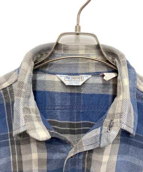 FIVE BROTHER（ファイブブラザー）FIVE BROTHER (ファイブブラザー) ヘビーネルシャツ グレー×ブルー サイズ:2XLの古着・服飾アイテム