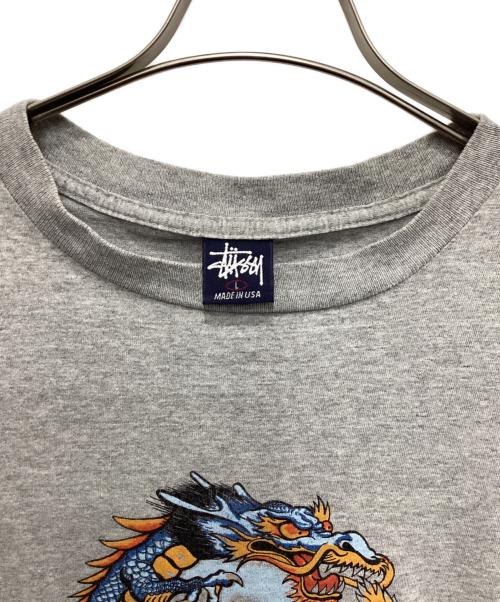stussy（ステューシー）stussy (ステューシー) 90'sドラゴンプリントTシャツ グレー サイズ:Lの古着・服飾アイテム