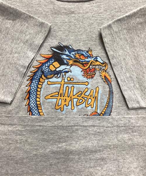 stussy（ステューシー）stussy (ステューシー) 90'sドラゴンプリントTシャツ グレー サイズ:Lの古着・服飾アイテム