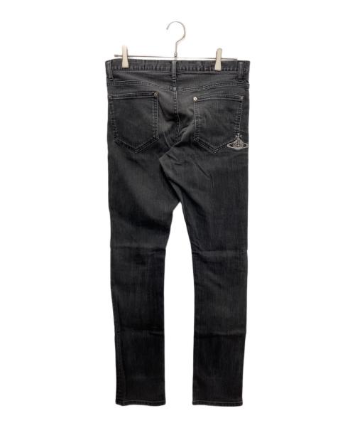 Vivienne Westwood（ヴィヴィアンウエストウッド）Vivienne Westwood (ヴィヴィアンウエストウッド) オーブ刺繍デニムパンツ ブラック サイズ:46の古着・服飾アイテム