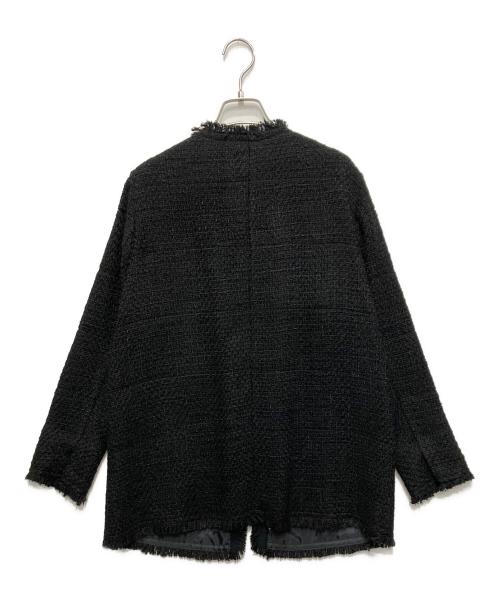 icB（アイシービー）icB (アイシービー) ノーカラーツイードジャケット ブラック サイズ:4の古着・服飾アイテム