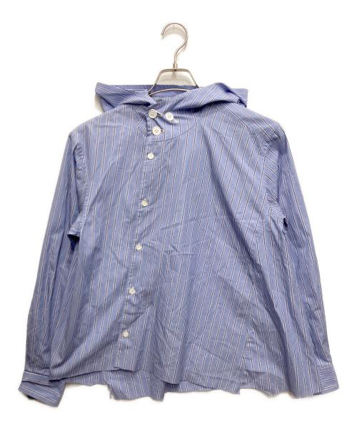 COMME des GARCONS HOMME PLUS（コムデギャルソンオムプリュス）COMME des GARCONS HOMME PLUS (コムデギャルソンオムプリュス) フード付ストライプシャツ ブルー サイズ:XSの古着・服飾アイテム