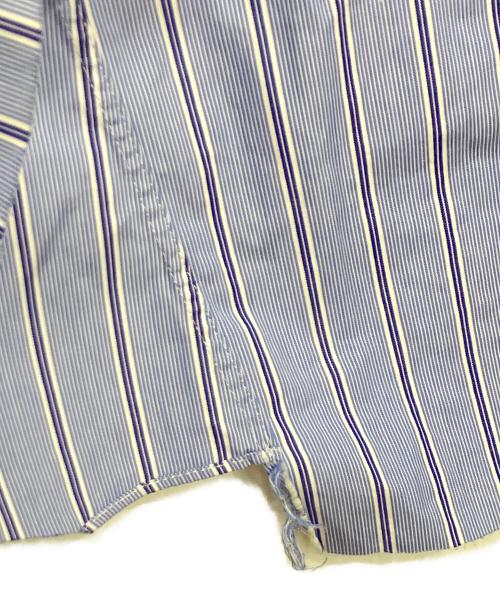 COMME des GARCONS HOMME PLUS（コムデギャルソンオムプリュス）COMME des GARCONS HOMME PLUS (コムデギャルソンオムプリュス) フード付ストライプシャツ ブルー サイズ:XSの古着・服飾アイテム