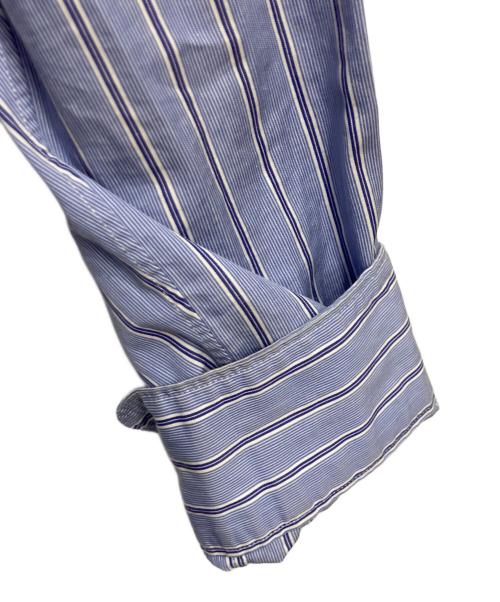 COMME des GARCONS HOMME PLUS（コムデギャルソンオムプリュス）COMME des GARCONS HOMME PLUS (コムデギャルソンオムプリュス) フード付ストライプシャツ ブルー サイズ:XSの古着・服飾アイテム
