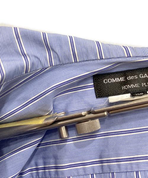 COMME des GARCONS HOMME PLUS（コムデギャルソンオムプリュス）COMME des GARCONS HOMME PLUS (コムデギャルソンオムプリュス) フード付ストライプシャツ ブルー サイズ:XSの古着・服飾アイテム