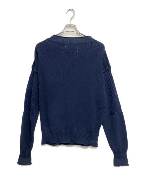 Maison Margiela（メゾンマルジェラ）Maison Margiela (メゾンマルジェラ) パネルコットンハイネックニット ネイビー サイズ:Lの古着・服飾アイテム