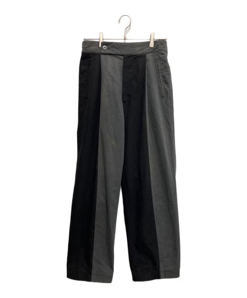 ISSEY MIYAKE（イッセイミヤケ）ISSEY MIYAKE (イッセイミヤケ) 切替シンチバックパンツ ブラック×グレー サイズ:Mの古着・服飾アイテム