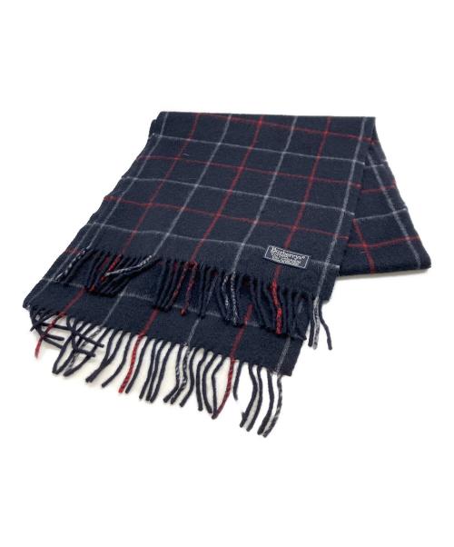 Burberry's（バーバリーズ）Burberry's (バーバリーズ) カシミヤチェックマフラー ネイビーの古着・服飾アイテム
