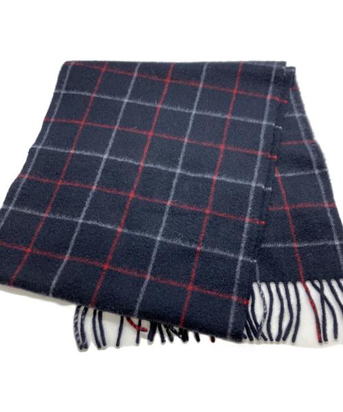 Burberry's（バーバリーズ）Burberry's (バーバリーズ) カシミヤチェックマフラー ネイビーの古着・服飾アイテム