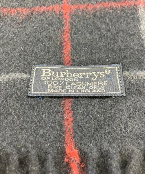 Burberry's（バーバリーズ）Burberry's (バーバリーズ) カシミヤチェックマフラー ネイビーの古着・服飾アイテム
