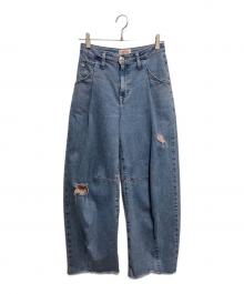 Something×FREAK'S STORE（サムシング×フリークスストア）の古着「別注 TUCK CURVE WIDE DENIM PANTS」｜インディゴ