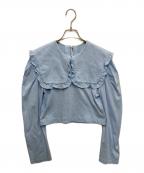 holidayホリデー）の古着「SUPER FINE DRY CROPPED SQUARE COLLAR L/S TOPS」｜ブルー