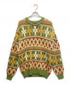 BEAMSビームス）の古着「Crew Fair Isle Pattern 3G」｜グリーン